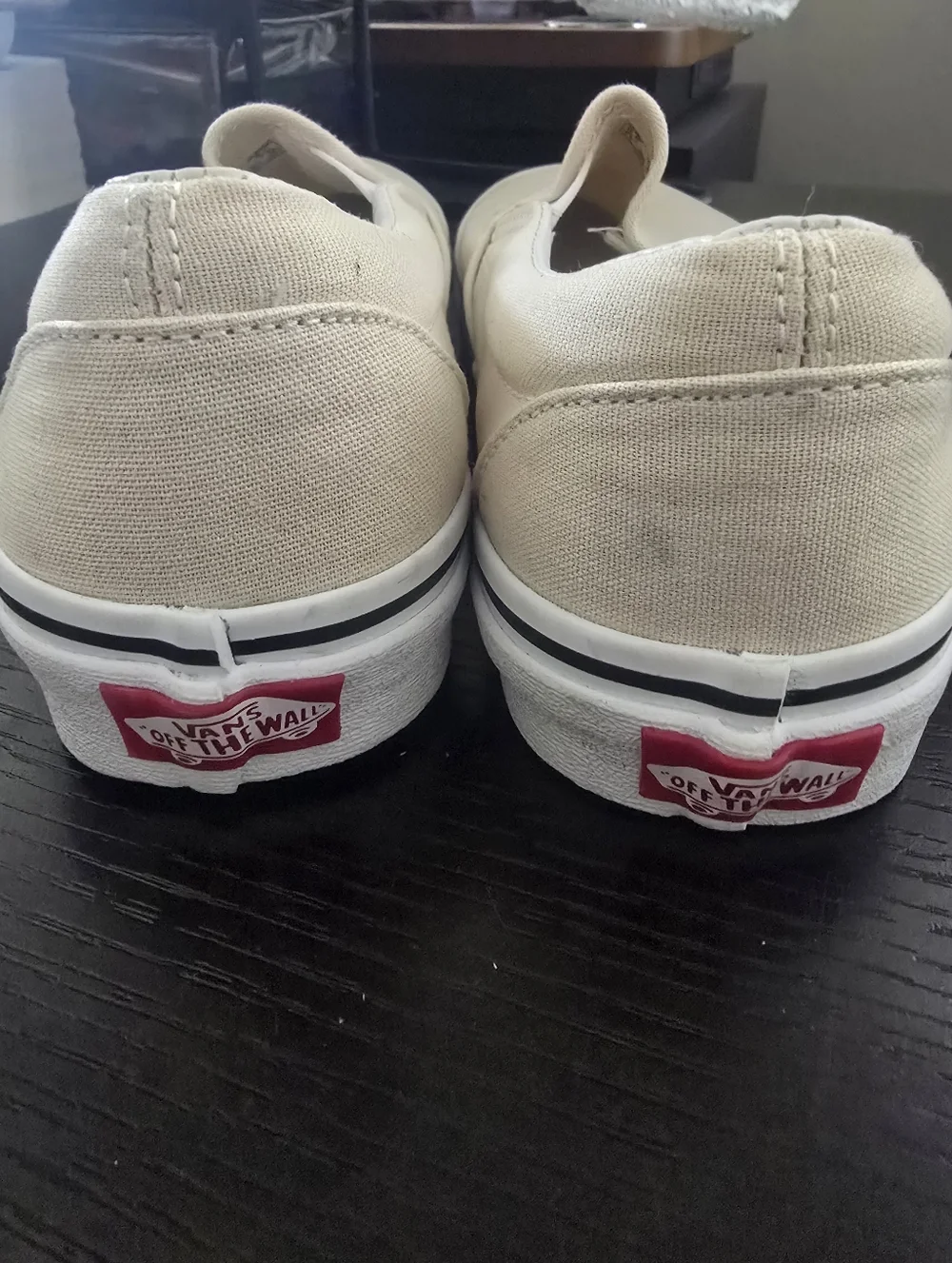 Vans Beige Slip-On Canvas Shoes - Like New (W8/M6.5) - Picture 7 of 8